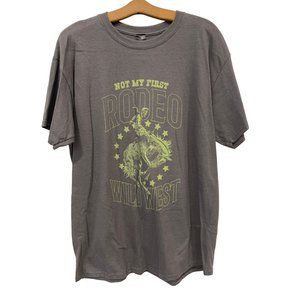 Sweet Claire Not My First Rodeo Wild West T-Shirt Womens S/M Crewneck Brown NEW